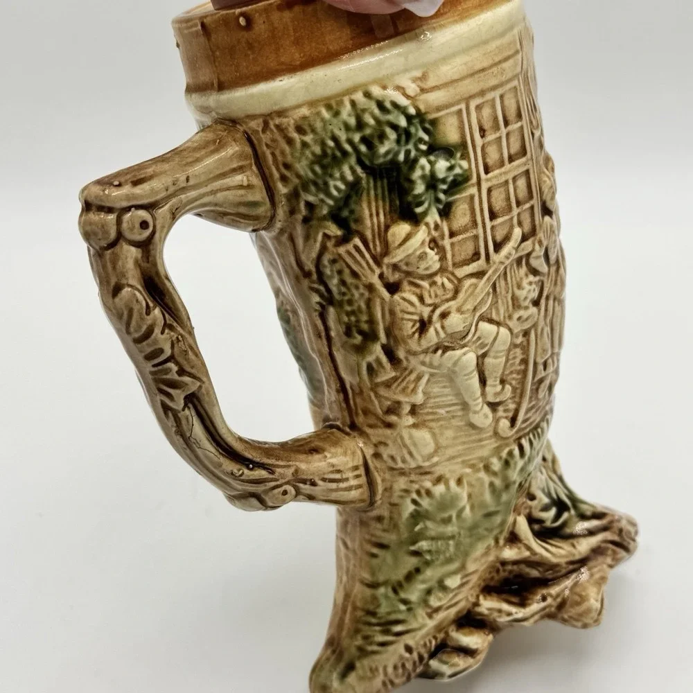German Beer Stein Footed Ceramic Cornicopia Lieb und Lied Love and Song Japan 7